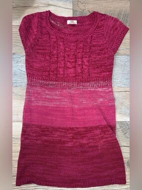 lei Gradient Knit Short-Sleeve Dress in Deep Rose and Berry